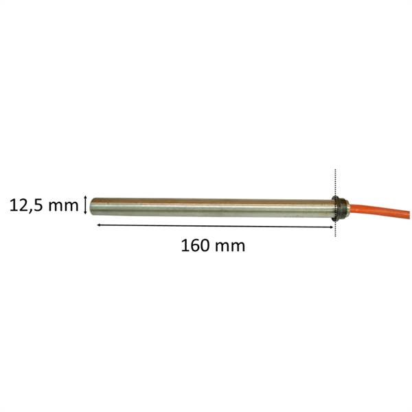 Zündkerze / Glühzünder mit Flansch für Pelletofen: 12,5 mm x 160 mm 350 Watt